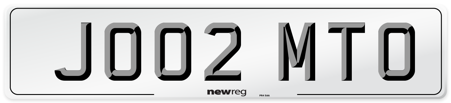 JO02 MTO Number Plate from New Reg
